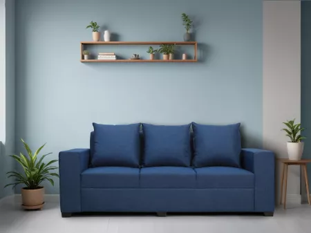 Hugo Upholstered 3 Seater Sofa in Blue Color
